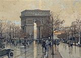 The Arc de Triomphe, Paris by Eugene Galien-Laloue
